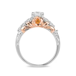 Enchanted Disney Fine Jewelry 14K White Gold and Rose Gold with 1 1/4 CTTW Diamond with Citrine Belle Engagement Ring