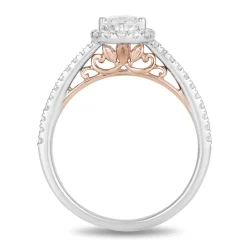 Enchanted Disney Fine Jewelry 14K White Gold and Rose Gold With 3/4 CTTW Diamond Rapunzel Engagement Ring
