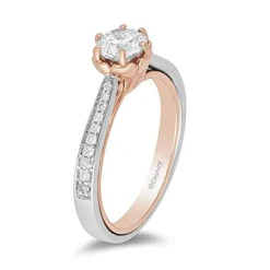 Enchanted Disney Fine Jewelry 14K White Gold and Rose Gold with 7/8 CTTW Belle Engagement Ring