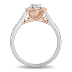 Enchanted Disney Fine Jewelry 14K White Gold and Rose Gold 3/4 CTTW Diamond Belle Bridal Ring
