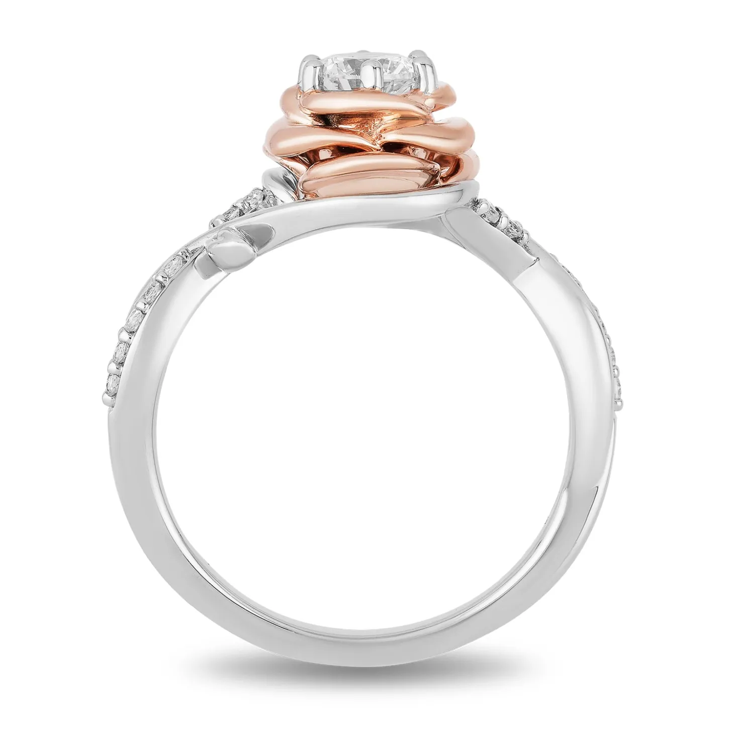 Enchanted Disney Fine Jewelry 14K White Gold and Rose Gold with 5/8 CTTW Diamond Belle Engagement Ring