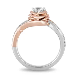 Enchanted Disney Fine Jewelry 14K White Gold and Rose Gold with 5/8 CTTW Diamond Belle Engagement Ring