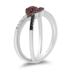 Enchanted Disney Fine Jewelry Bite Back Sterling Silver 1/6 CTTW Diamond and Garnet Disney Cruella Live Action Ring