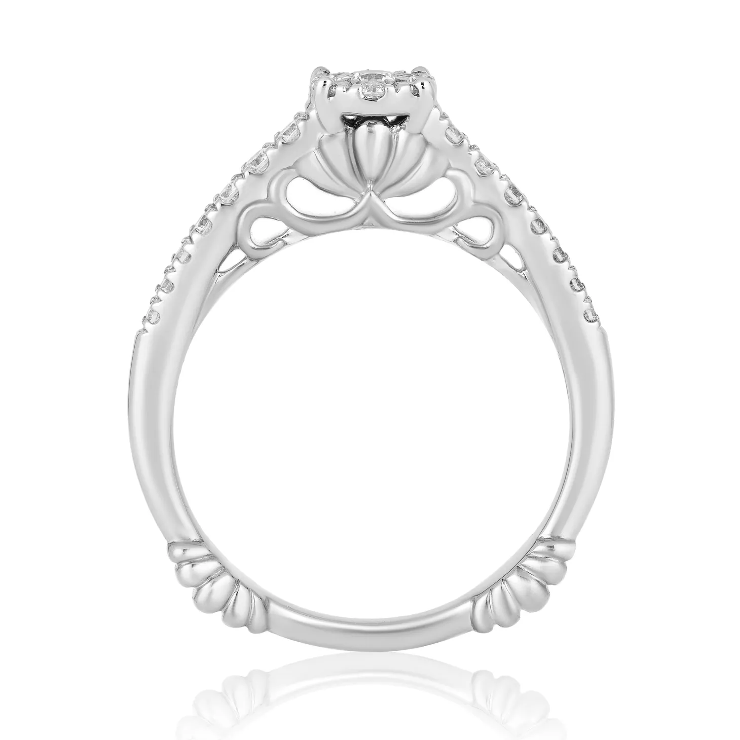 Enchanted Disney Fine Jewelry 14K White Gold with 1/2 CTTW Ariel Shell Bridal Set