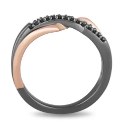 Enchanted Disney Fine Jewelry 10K Rose Gold and Black Rhodium Over Sterling Silver with 1/5 CTTW Black Diamond Maleficent 