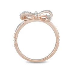 Enchanted Disney Fine Jewelry 10K Rose Gold 1/10 CTTW Snow White Bow Ring