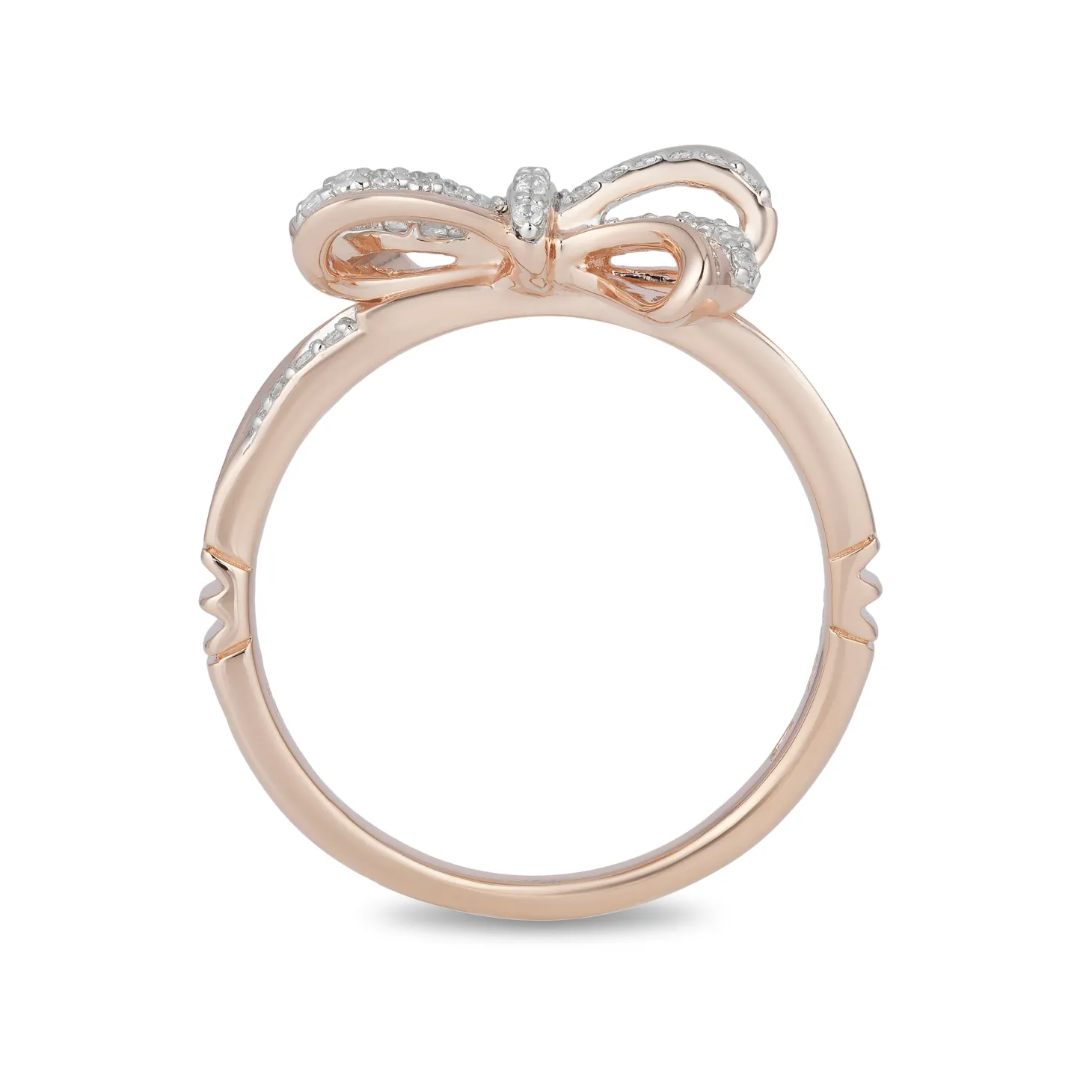 Enchanted Disney Fine Jewelry 10K Rose Gold 1/10 CTTW Snow White Bow Ring