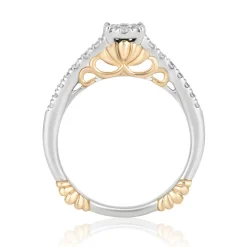 Enchanted Disney Fine Jewelry 14K White Gold and Yellow Gold with 1/2 CTTW Ariel Shell Bridal Set