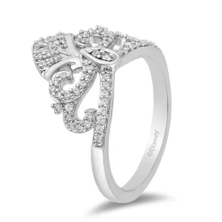 Enchanted Disney Fine Jewelry Sterling Silver 1/4 CTTW Ariel Shell Ring