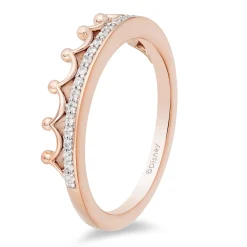 Enchanted Disney Fine Jewelry 10K Rose Gold 1/10 CTTW Diamond Majestic Princess Tiara Ring
