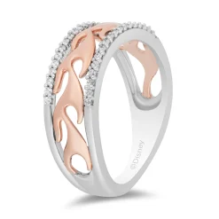 Enchanted Disney Fine Jewelry 10K Rose Gold and Sterling Silver with 1/5 CTTW Diamond Maleficent Flames Ring