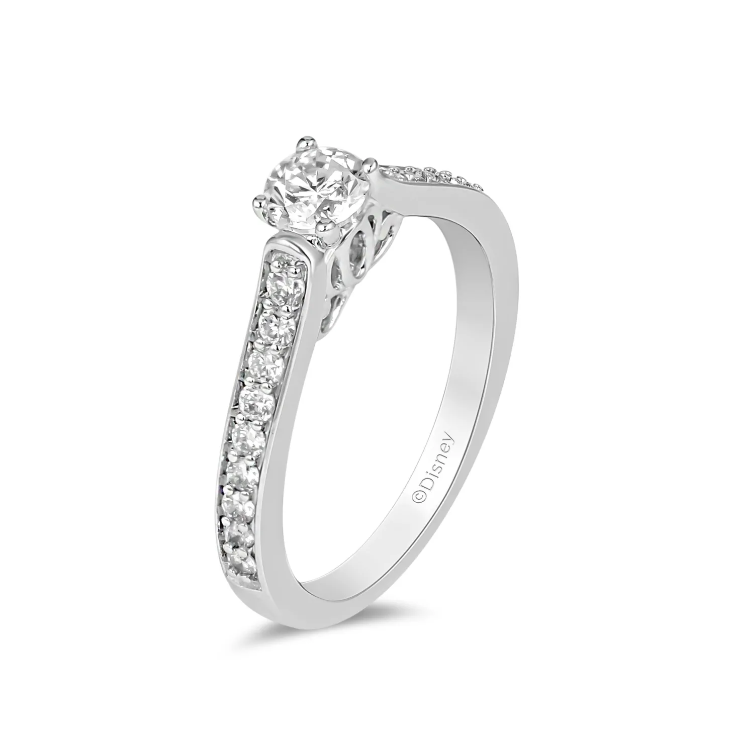 Enchanted Disney Fine Jewelry 10K White Gold with 1/2 CTTW Cinderella Engagement Ring