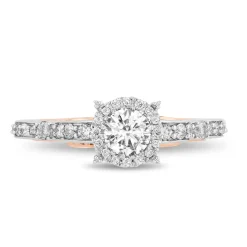 Enchanted Disney Fine Jewelry 14K White Gold and Rose Gold with 1 1/10 CTTW Cinderella Bridal Set