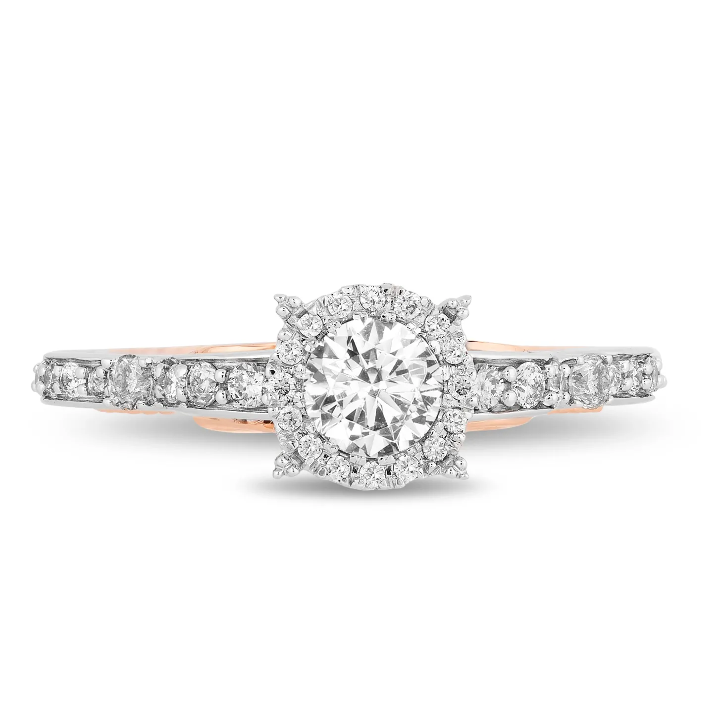 Enchanted Disney Fine Jewelry 14K White Gold and Rose Gold with 1 1/10 CTTW Cinderella Bridal Set