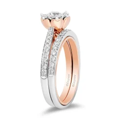 Enchanted Disney Fine Jewelry 14K White Gold and Rose Gold with 1 CTTW Belle Rose Bridal Set