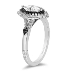 Enchanted Disney Fine Jewelry 14K White Gold with 3/4 CTTW White and Black Round Diamond Maleficent Engagement Ring