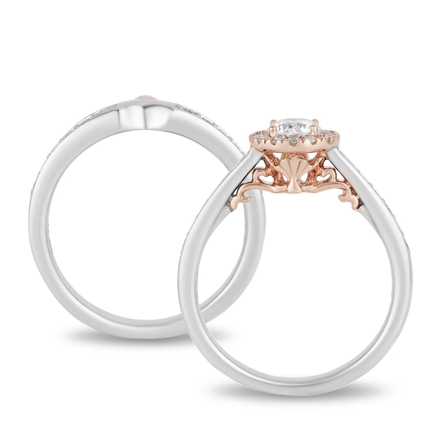 Enchanted Disney Fine Jewelry 14K White Gold And Rose Gold With 9/10 CTTW Diamond Ariel Bridal Set