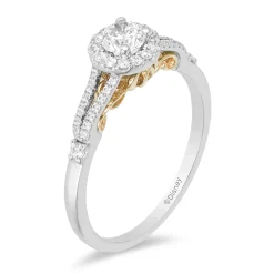 Enchanted Disney Fine Jewelry 14K White Gold and Yellow Gold With 1/2 CTTW Diamond Cinderella Engagement Ring