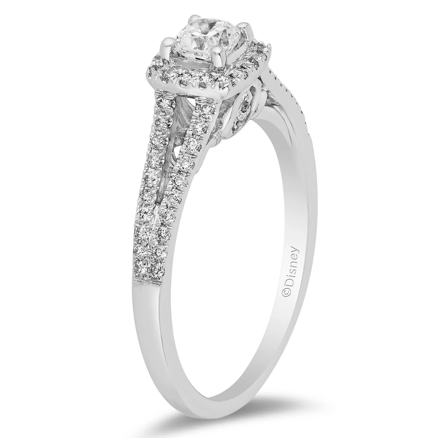 Enchanted Disney Fine Jewelry 14K White Gold With 5/8 CTTW Diamond Cinderella Engagement Ring