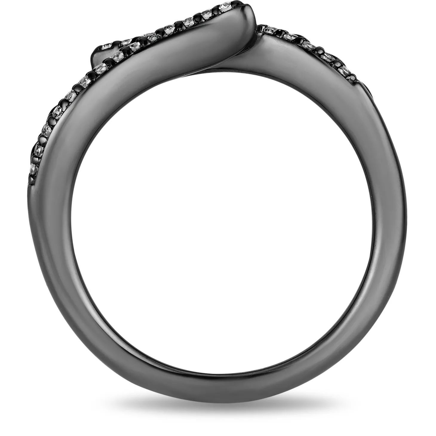 Enchanted Disney Fine Jewelry Sterling Silver with Black Rhodium 1/6 CTTW Maleficent Wings Ring