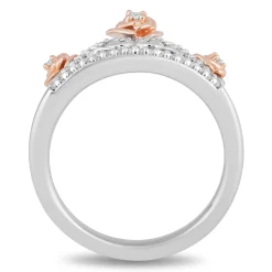 Enchanted Disney Fine Jewelry 10K Rose Gold and Sterling Silver with 1/8 CTTW Diamond Belle 