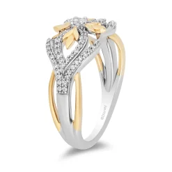 Enchanted Disney Fine Jewelry Sterling Silver and 10K Yellow Gold with 1/4 CTTW Diamond Anna Ring