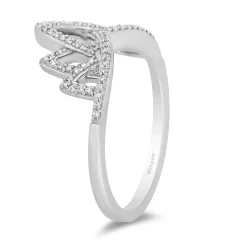Enchanted Disney Fine Jewelry Sterling Silver With 1/5 CTTW Diamond Tiana Crown Ring