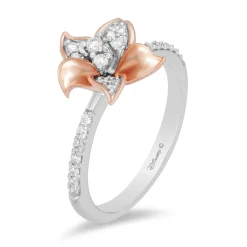 Enchanted Disney Fine Jewelry Sterling Silver and 10K Rose Gold with 1/4  CTTW Diamond Rapunzel Ring