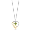 Enchanted Disney Fine 'Princess and Frog Anniversary' Special Jewelry Sterling Silver and 10K Yellow Gold with 1/20 CTTW Diamonds and Heart Peridot Princess and the Frog 15th Anniversary Tiana Pendant Necklace