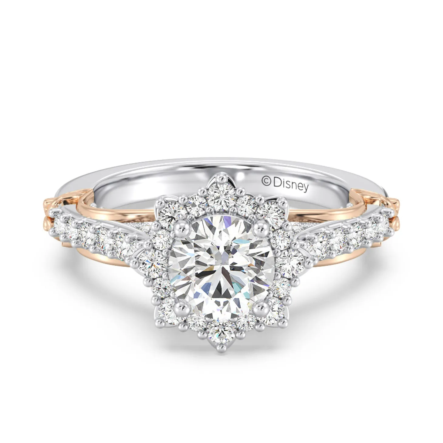 Enchanted Star Lab Grown Diamond 14K Gold Belle Halo Engagement Ring with Rose Gallery