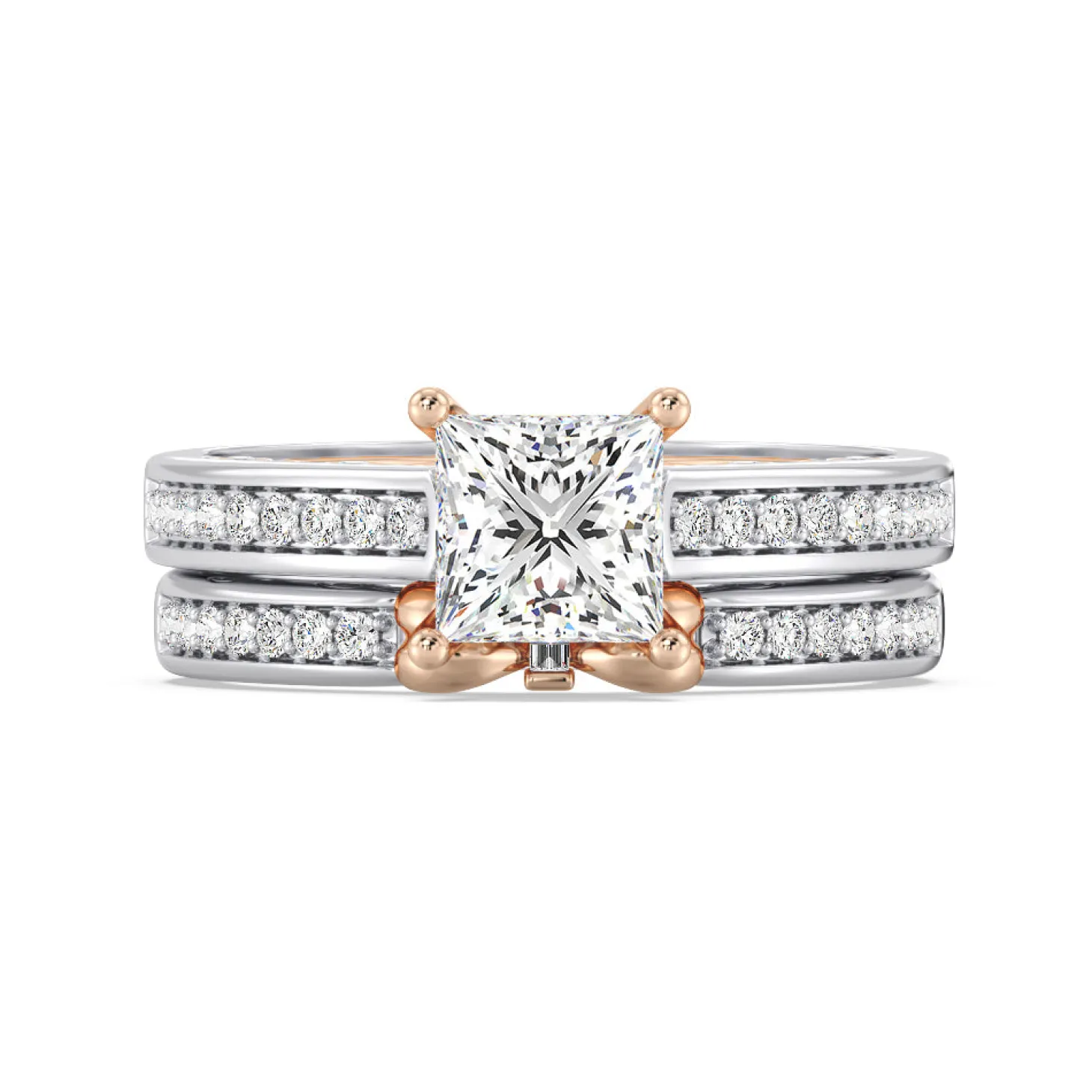 Enchanted Star Lab Grown Diamond 14K Gold Snow White Bow Engagement Ring Set