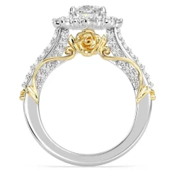 Enchanted Star Lab Grown Diamond 14K Gold Belle Halo Engagement Ring with Rose Gallery