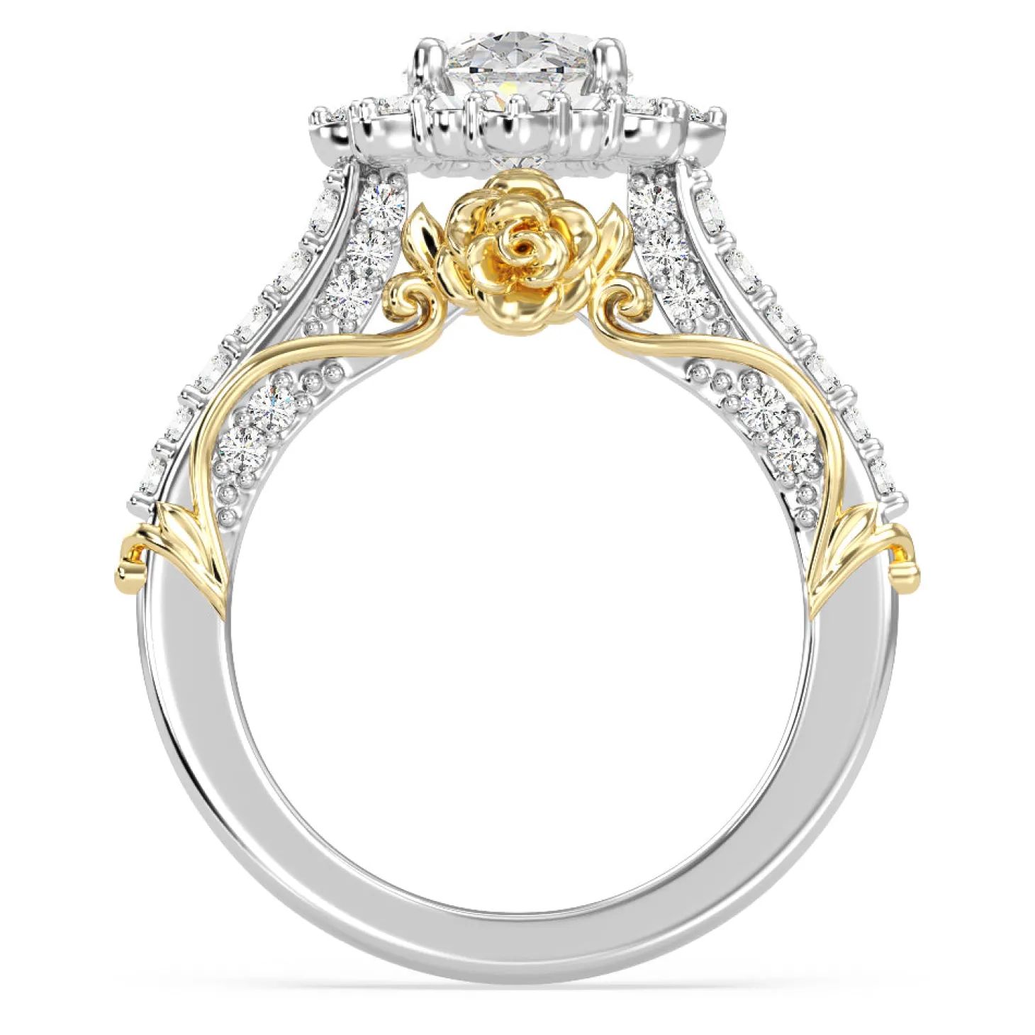 Enchanted Star Lab Grown Diamond 14K Gold Belle Halo Engagement Ring with Rose Gallery