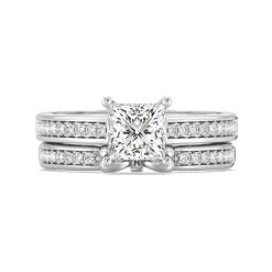 Enchanted Star Lab Grown Diamond 14K Gold Snow White Bow Engagement Ring Set