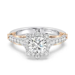 Enchanted Star Lab Grown Diamond 14K Gold Belle Halo Engagement Ring with Rose Gallery