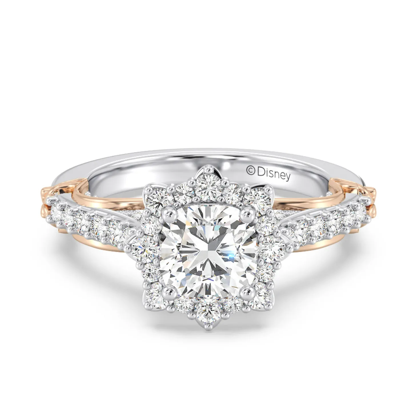 Enchanted Star Lab Grown Diamond 14K Gold Belle Halo Engagement Ring with Rose Gallery