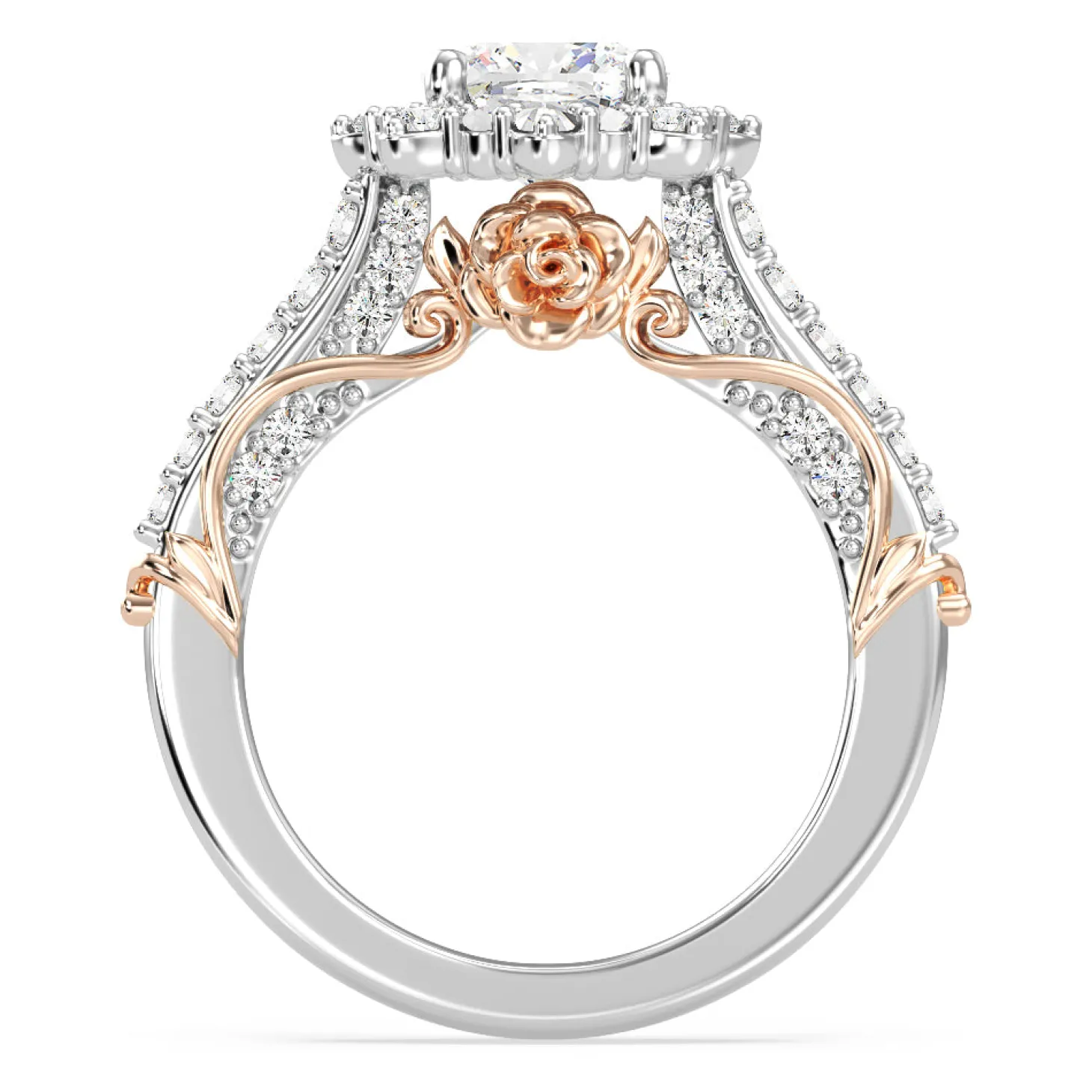 Enchanted Star Lab Grown Diamond 14K Gold Belle Halo Engagement Ring with Rose Gallery