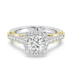 Enchanted Star Lab Grown Diamond 14K Gold Belle Halo Engagement Ring with Rose Gallery