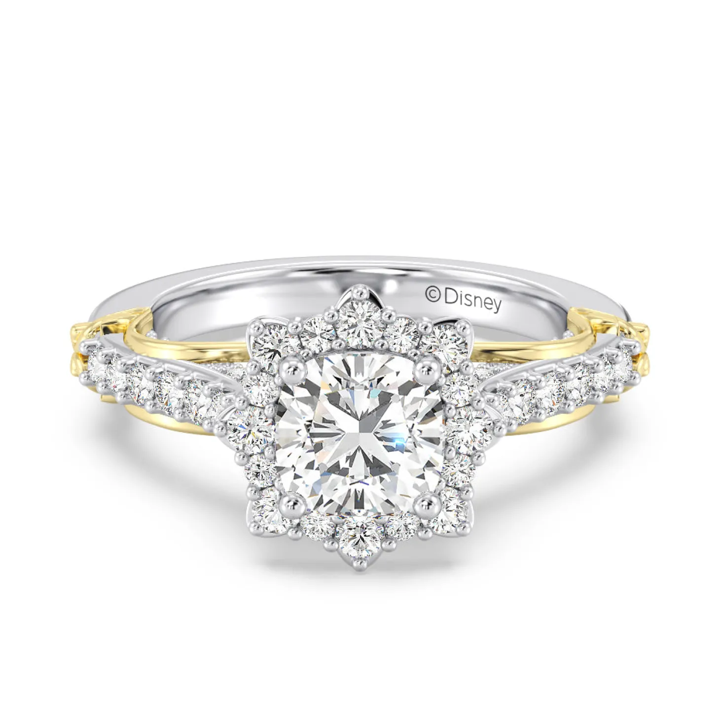 Enchanted Star Lab Grown Diamond 14K Gold Belle Halo Engagement Ring with Rose Gallery