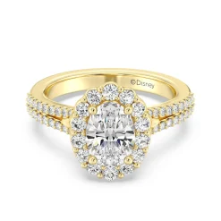 Enchanted Star Lab Grown Diamond 14K Gold Cinderella Split Shank Halo Engagement Ring