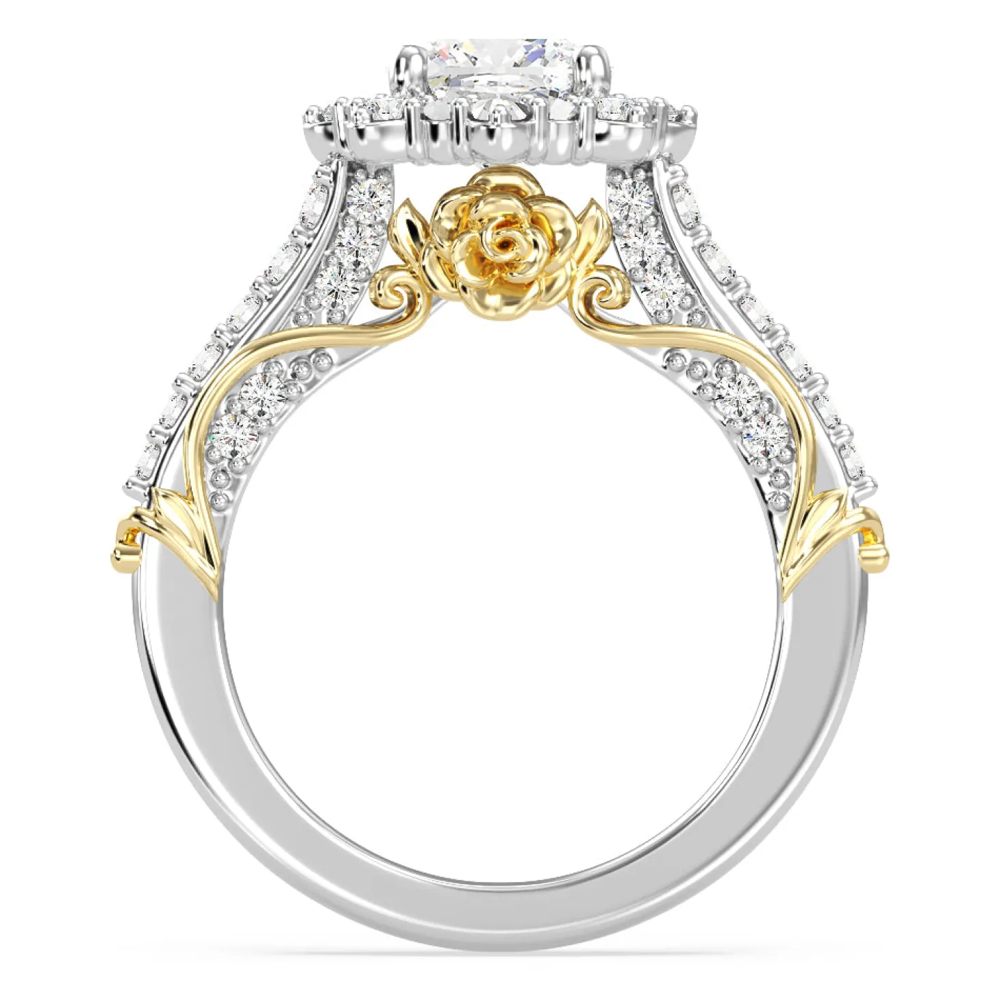 Enchanted Star Lab Grown Diamond 14K Gold Belle Halo Engagement Ring with Rose Gallery