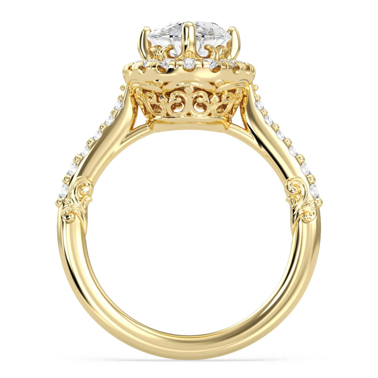 Enchanted Star Lab Grown Diamond 14K Gold Aurora Halo Engagement Ring