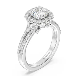 Enchanted Star Lab Grown Diamond 14K Gold Cinderella Split Shank Halo Engagement Ring