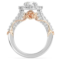 Enchanted Star Lab Grown Diamond 14K Gold Belle Halo Engagement Ring with Rose Gallery