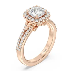 Enchanted Star Lab Grown Diamond 14K Gold Cinderella Split Shank Halo Engagement Ring