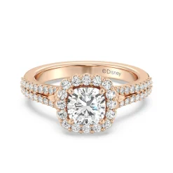 Enchanted Star Lab Grown Diamond 14K Gold Cinderella Split Shank Halo Engagement Ring