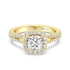 Enchanted Star Lab Grown Diamond 14K Gold Cinderella Split Shank Halo Engagement Ring
