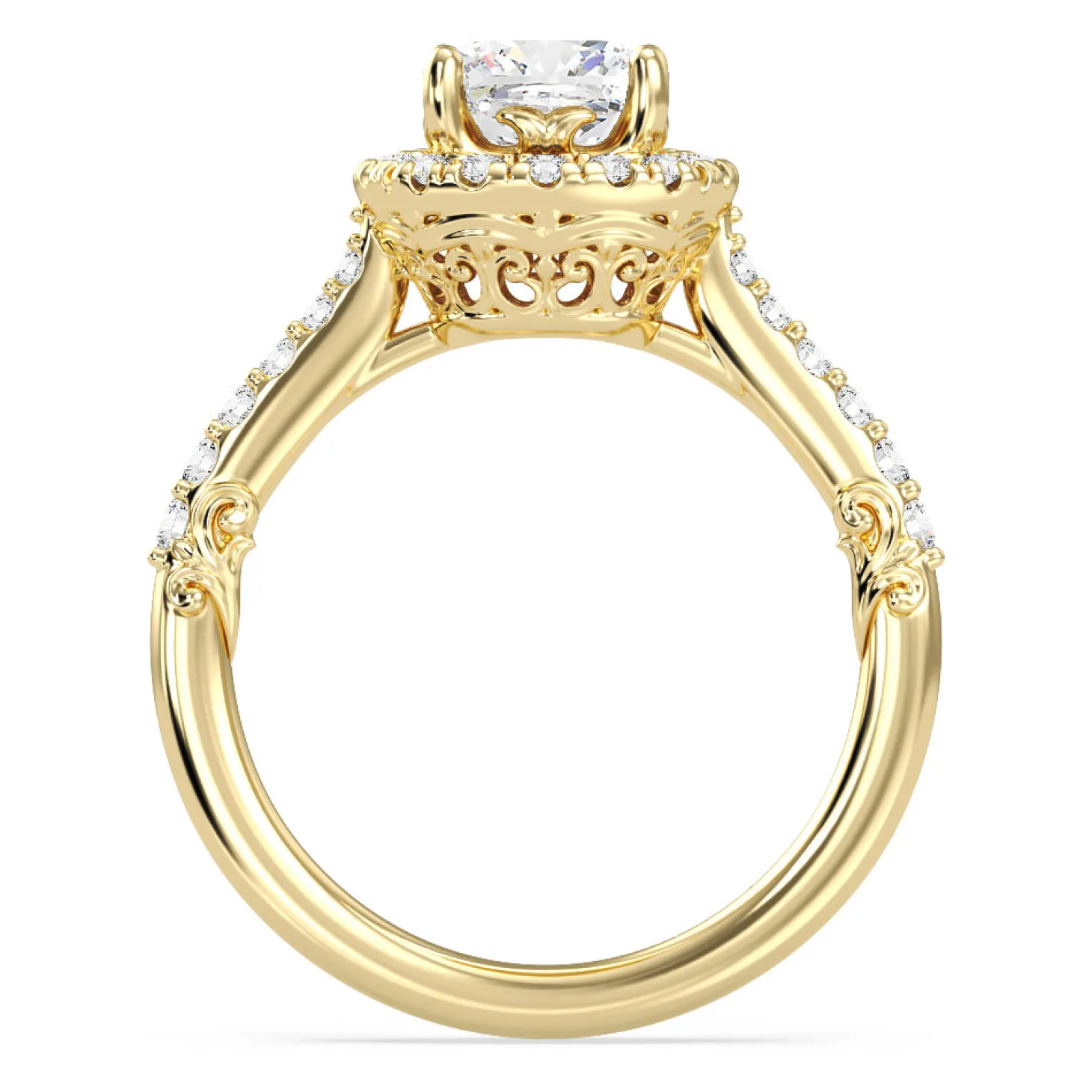 Enchanted Star Lab Grown Diamond 14K Gold Aurora Halo Engagement Ring