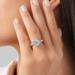 Enchanted Star Lab Grown Diamond 14K Gold Cinderella Split Shank Halo Engagement Ring