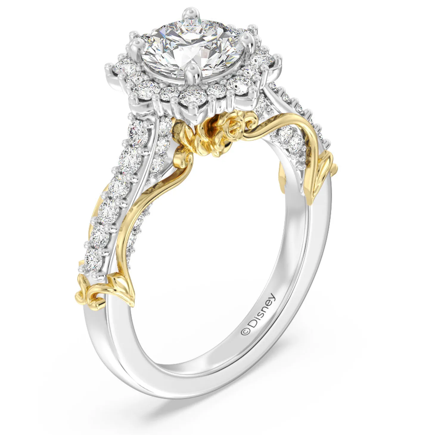 Enchanted Star Lab Grown Diamond 14K Gold Belle Halo Engagement Ring with Rose Gallery